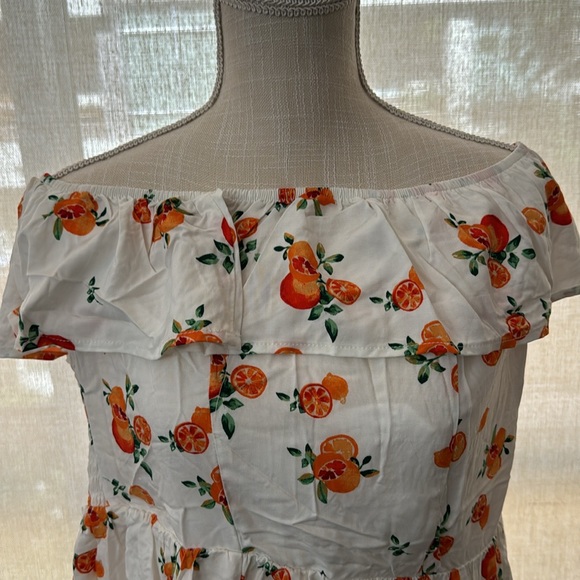 Nevena Rae NWOT Cute Off the Shoulder Orange Design Summer Dress - Picture 5 of 17